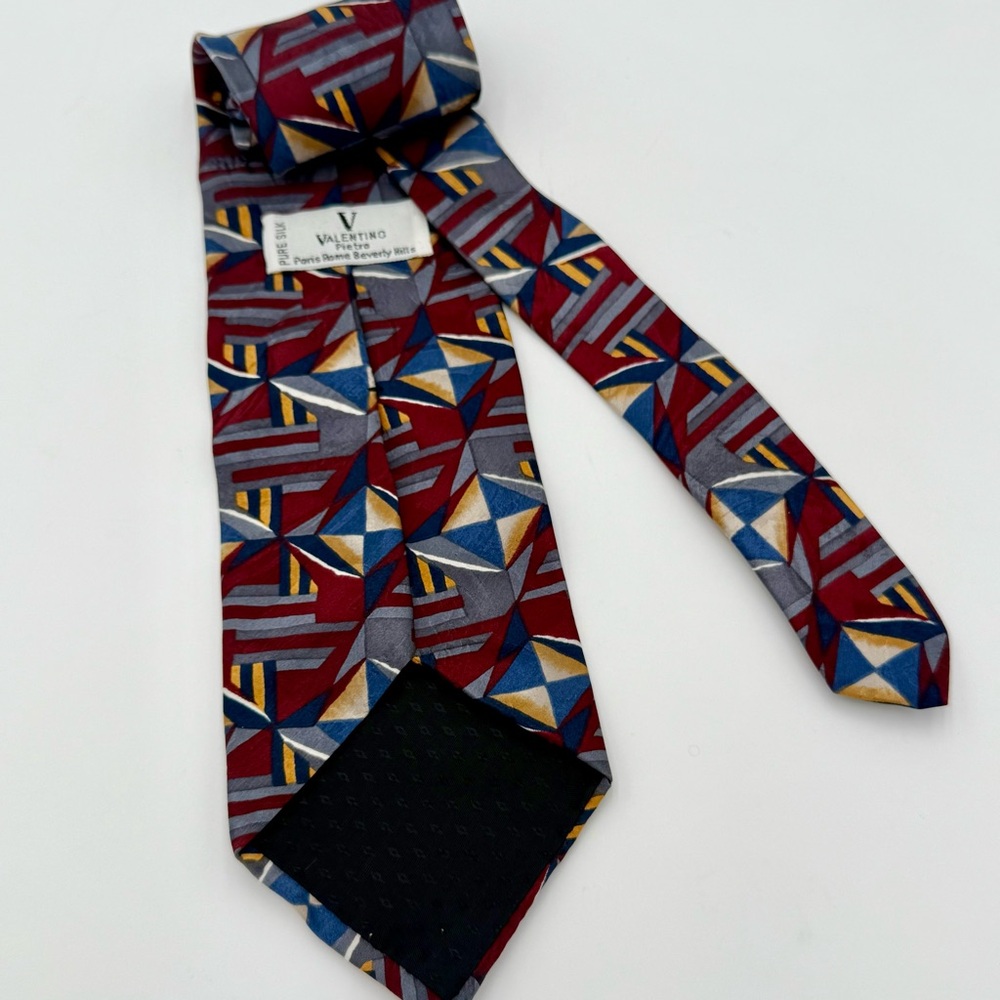 Tie Valentino Men's Tie - Burgundy, Blue, Gold‎